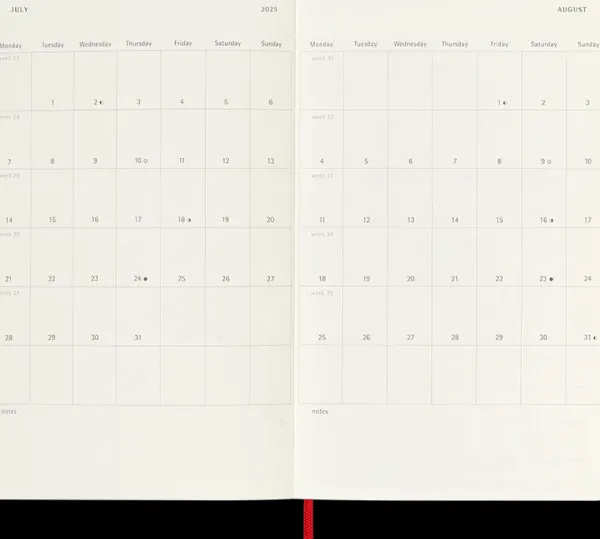 Agendas Moleskine*Ed. Moleskine Agenda 2025 - Diaria - Tapa blanda - Large - Rojo escarlata