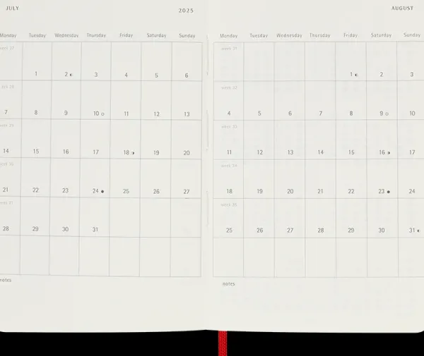 Agendas Moleskine*Ed. Moleskine Agenda 2025 - Diaria - Tapa blanda - Pocket - Rojo escarlata