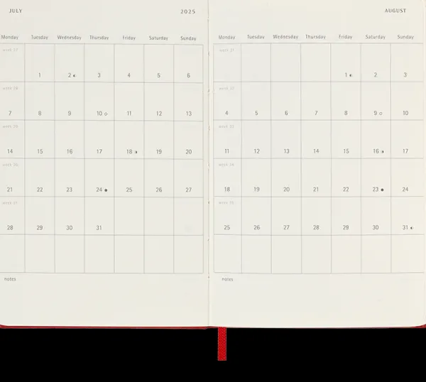 Agendas Moleskine*Ed. Moleskine Agenda 2025 - Diaria - Tapa dura - Pocket - Rojo escarlata