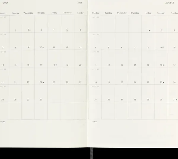Agendas Moleskine*Ed. Moleskine Agenda 2025 - Horizontal semanal - Tapa blanda - Large - Negro