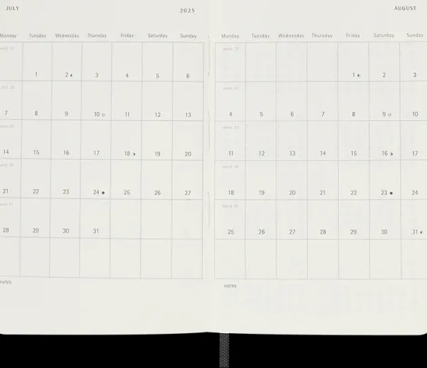 Agendas Moleskine*Ed. Moleskine Agenda 2025 - Mensual - Tapa blanda - Pocket - Negro