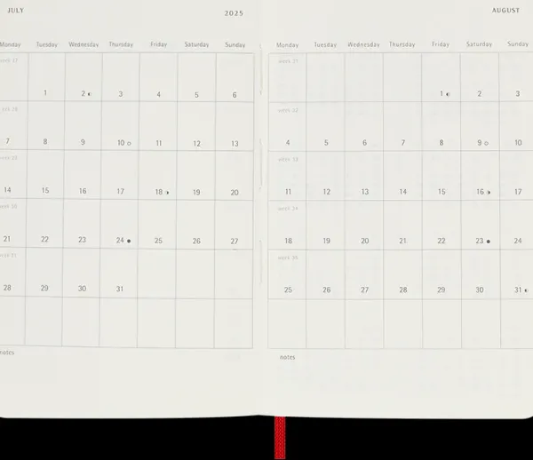 Agendas Moleskine*Ed. Moleskine Agenda 2025 - Semanal - Tapa blanda - Pocket - Rojo escarlata