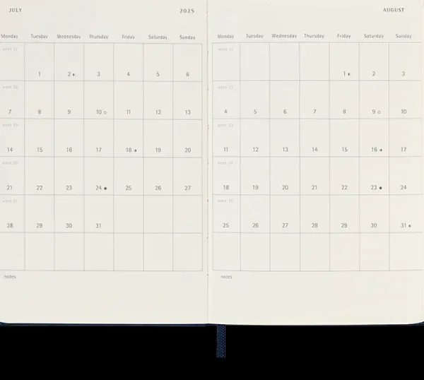 Agendas Moleskine*Ed. Moleskine Agenda 2025 - Semanal - Tapa dura - Pocket - Azul zafiro