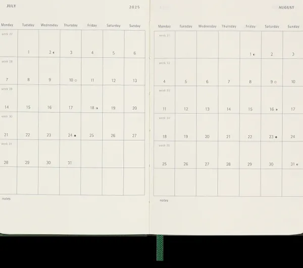 Agendas Moleskine*Ed. Moleskine Agenda 2025 - Semanal - Tapa dura - Pocket - Verde mirto