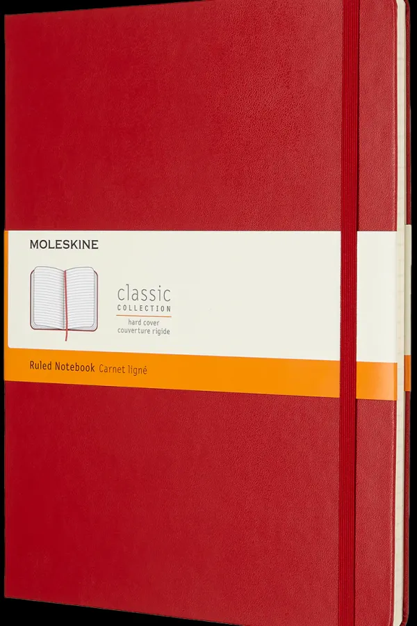 Cuadernos Clásicos*Ed. Moleskine Cuaderno Clásico - Tapa dura - XL - Rojo escarlata - De rayas