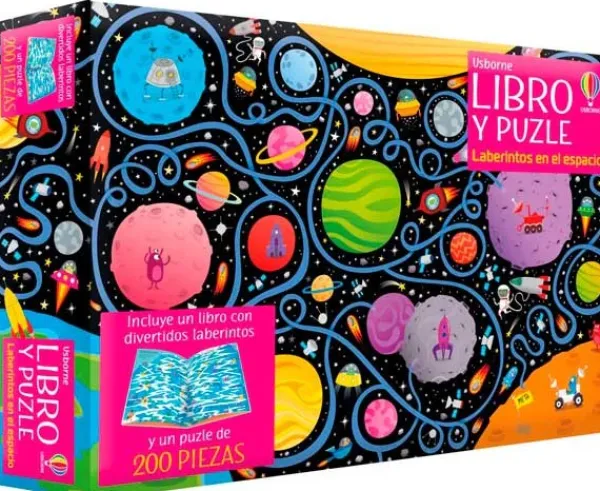 Actividades Y Puzzles*Usborne Laberintos en el espacio. Libro y puzle (200 piezas)