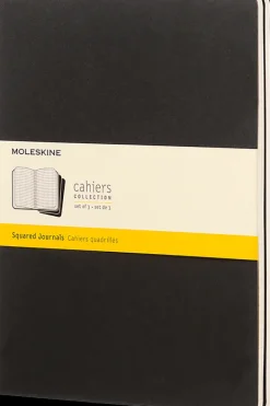 Cuadernos Cahier*Ed. Moleskine Libretas Cahier. Set de 3 - Tapa Blanda - XL - Negro - Cuadriculada