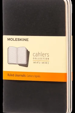 Cuadernos Cahier*Ed. Moleskine Libretas Cahier. Set de 3 - Pocket - Negro - De rayas