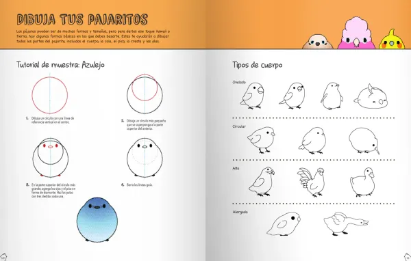 Guías De Dibujo*Contrapunto Pajaritos Kawaii. Aprende a dibujar