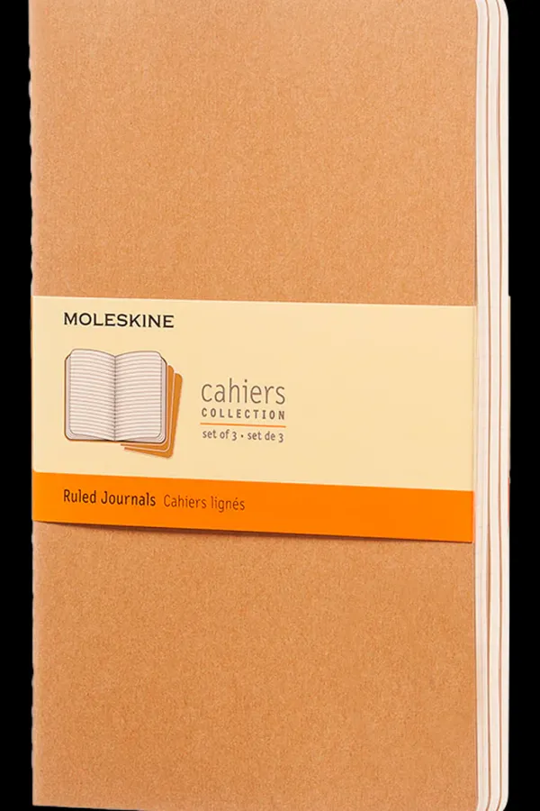 Cuadernos Cahier*Ed. Moleskine Libretas Cahier. Set de 3 - Large - Marrón kraft - De rayas