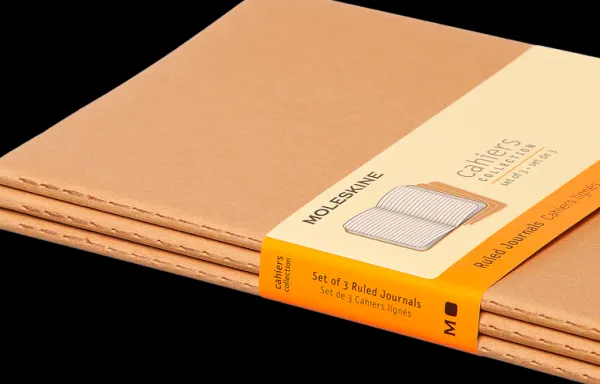 Cuadernos Cahier*Ed. Moleskine Libretas Cahier. Set de 3 - Large - Marrón kraft - De rayas