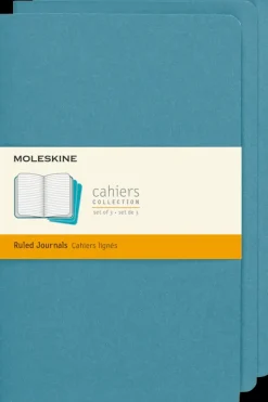Cuadernos Cahier*Ed. Moleskine Libretas Cahier. Set de 3 - Large - Azul Energico - De rayas