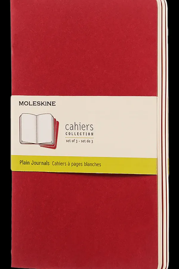 Cuadernos Cahier*Ed. Moleskine Libretas Cahier. Set de 3 - Tapa Blanda - Large - Rojo arandano - Lisa